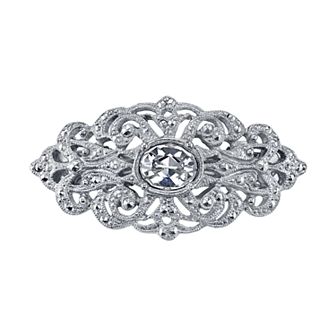 Silver Tone Crystal Hair Barrette