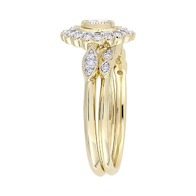 Stella Grace 10k Gold 3/4 Carat T.W. Diamond Halo Engagement Ring Set