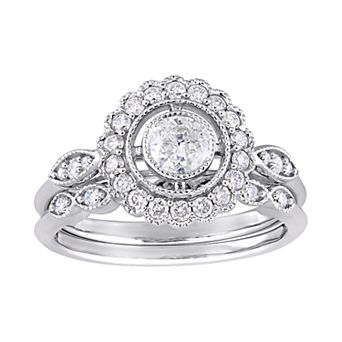 Stella Grace 10k Gold 3/4 Carat T.W. Diamond Halo Engagement Ring Set