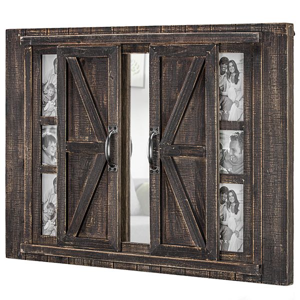 Crystal Art Gallery Barn Door 6 Opening Frame Mirror Wall Decor