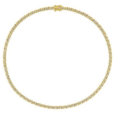 Stella Grace Sterling Silver 1 Carat T.W. Diamond S-Link Tennis Necklace