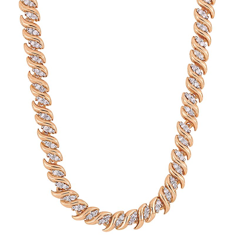 Stella Grace Sterling Silver 1 Carat T.W. Diamond S-Link Tennis Necklace, 