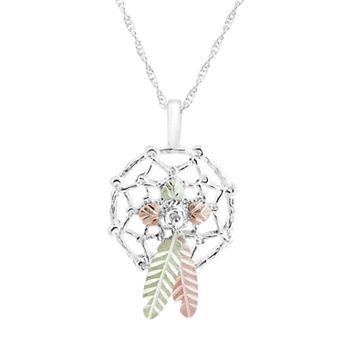Black Hills Gold Tri-Tone Dream Catcher Pendant in Sterling Silver