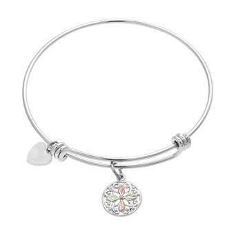 Black Hills Gold Charm Bangle Bracelet in Sterling Silver