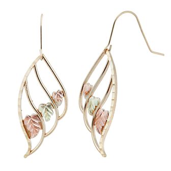 Black Hills Gold Tri-Tone Wing Drop Earrings