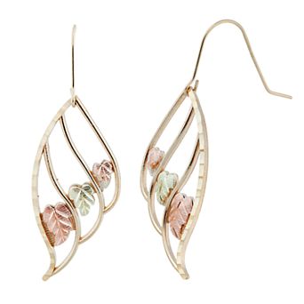 Black Hills Gold Tri-Tone Wing Drop Earrings