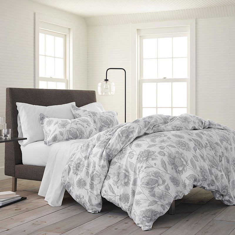 EcoPure Comfort Wash Meadow Walk Comforter Set, Med Grey, Full/Queen
