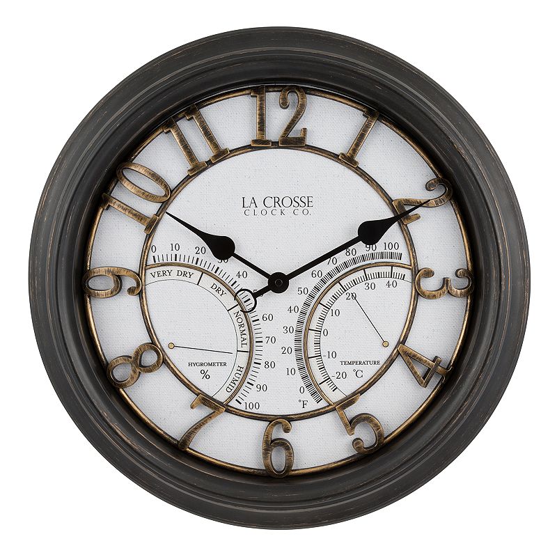 La Crosse Clock 19.7-Inch Indoor/Outdoor Courtyard Silent Sweeping Quartz Clock, Dark Brown