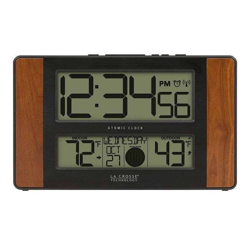 La Crosse Technology Atomic Digital Clock with Temperature & Moon Phase, Da