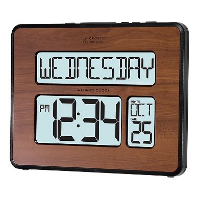 La Crosse Technology Backlight Atomic Full Calendar Digital Clock with Extra Large Digits