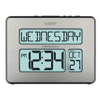 La Crosse Technology Backlight Atomic Full Calendar Digital Clock with Extra Large Digits