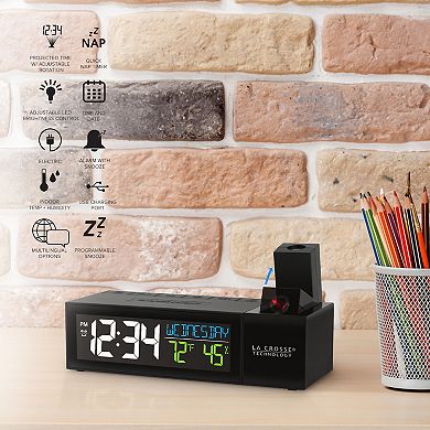 La Crosse Technology Pop-Up Bar Projection Alarm Clock with USB Charging Port