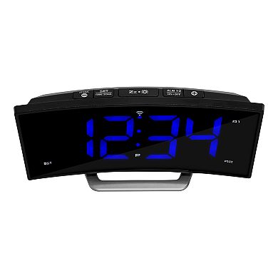 La Crosse Technology 1.8-inch Curved Blue Led Atomic Dual Alarm Clock