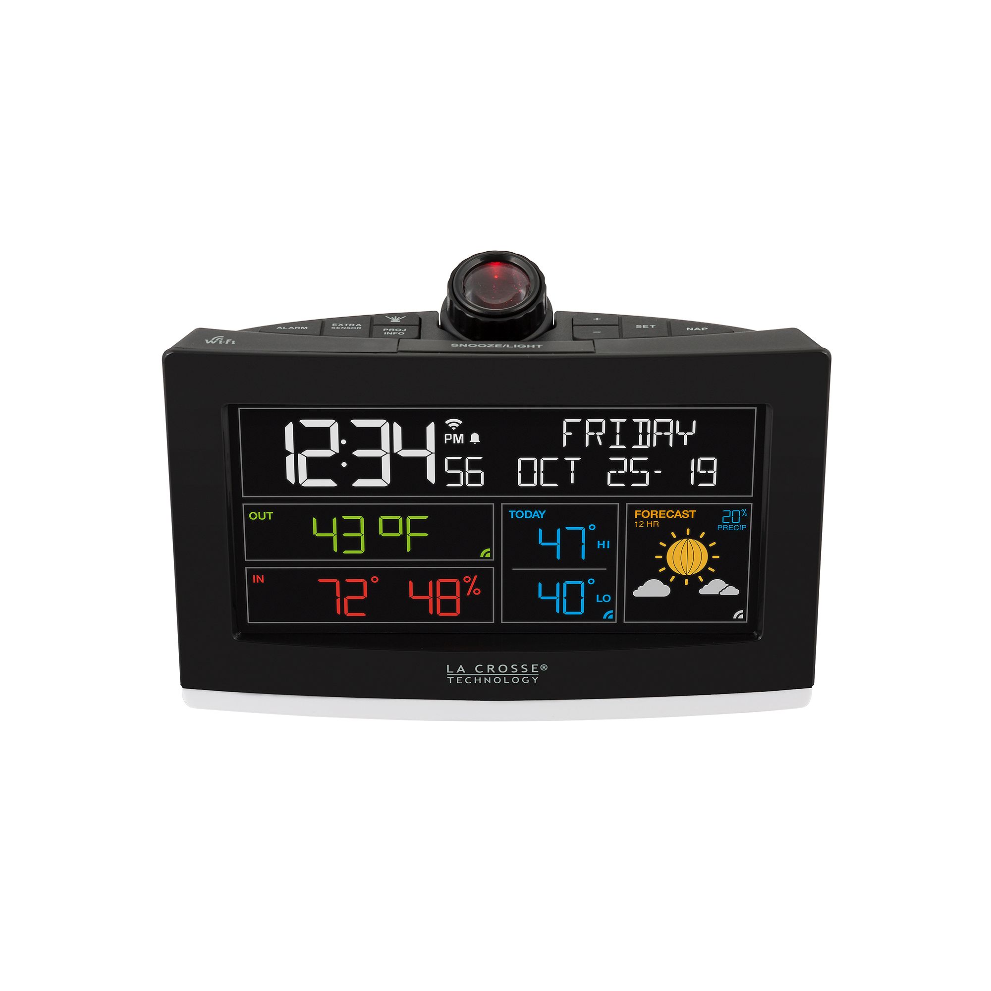 La Crosse Technology WiFi Projection Alarm Clock with AccuWeather Forecast,