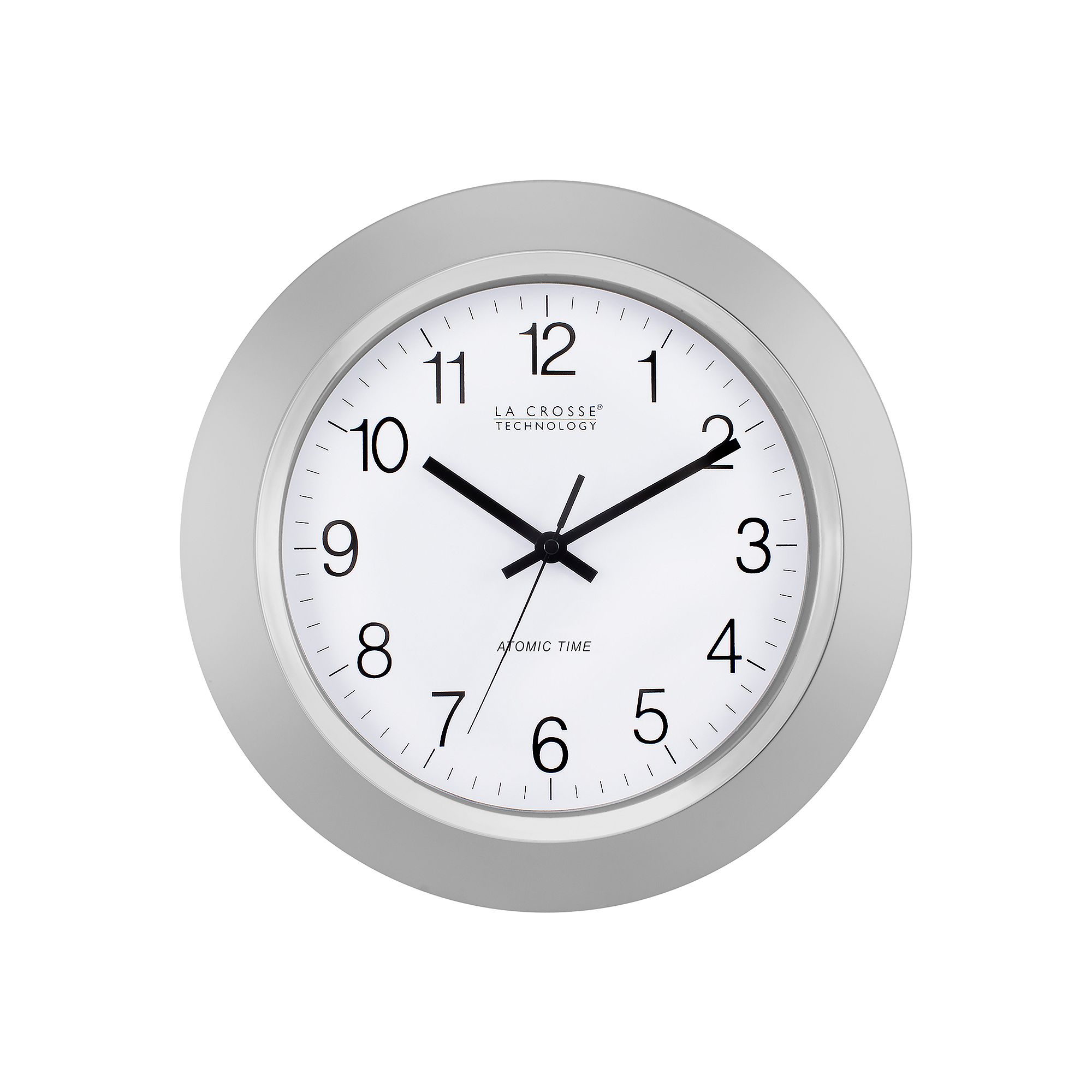 La Crosse Technology 14-Inch Atomic Analog Wall Clock, Silver