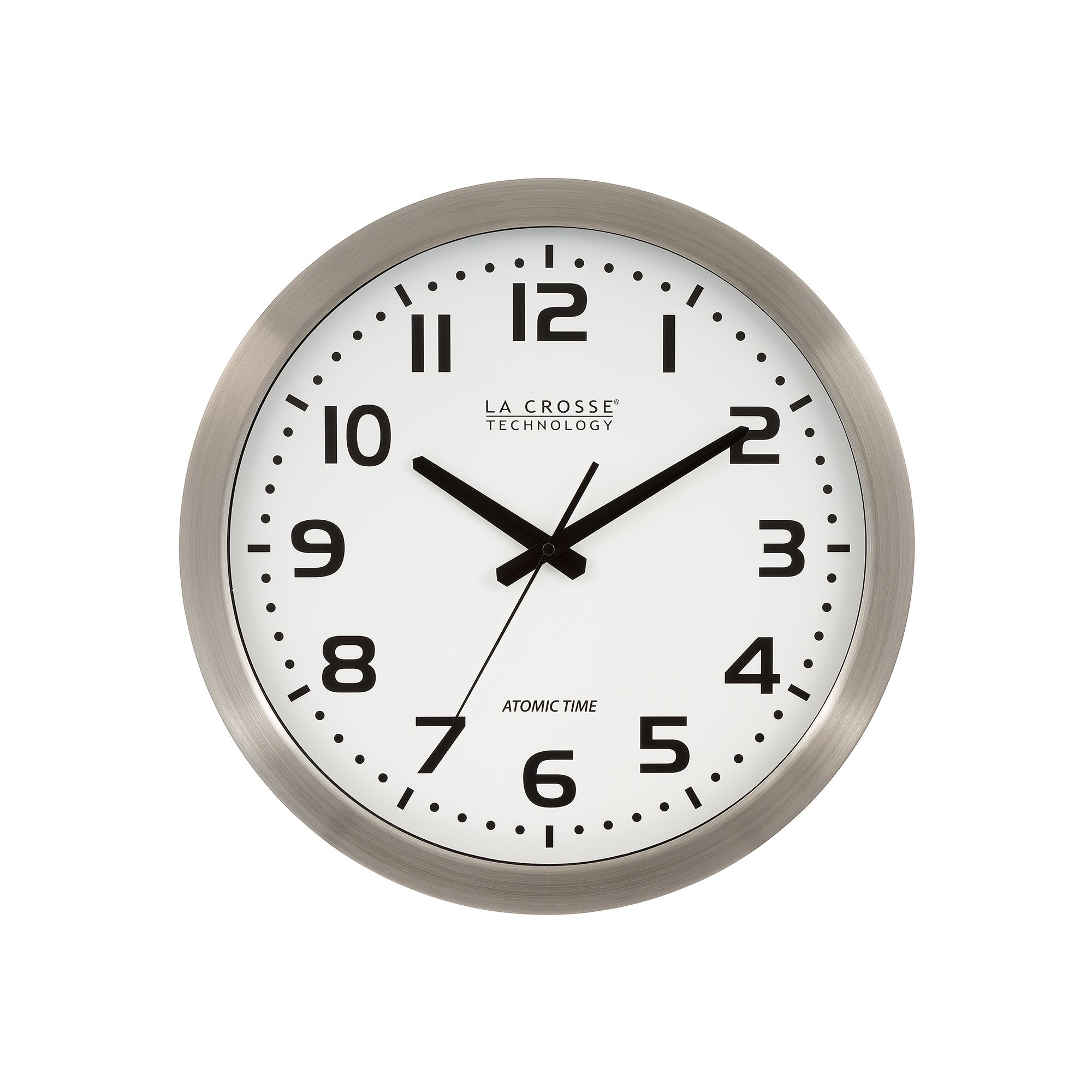 La Crosse Technology 16-Inch Stainless Steel Atomic Clock, Silver