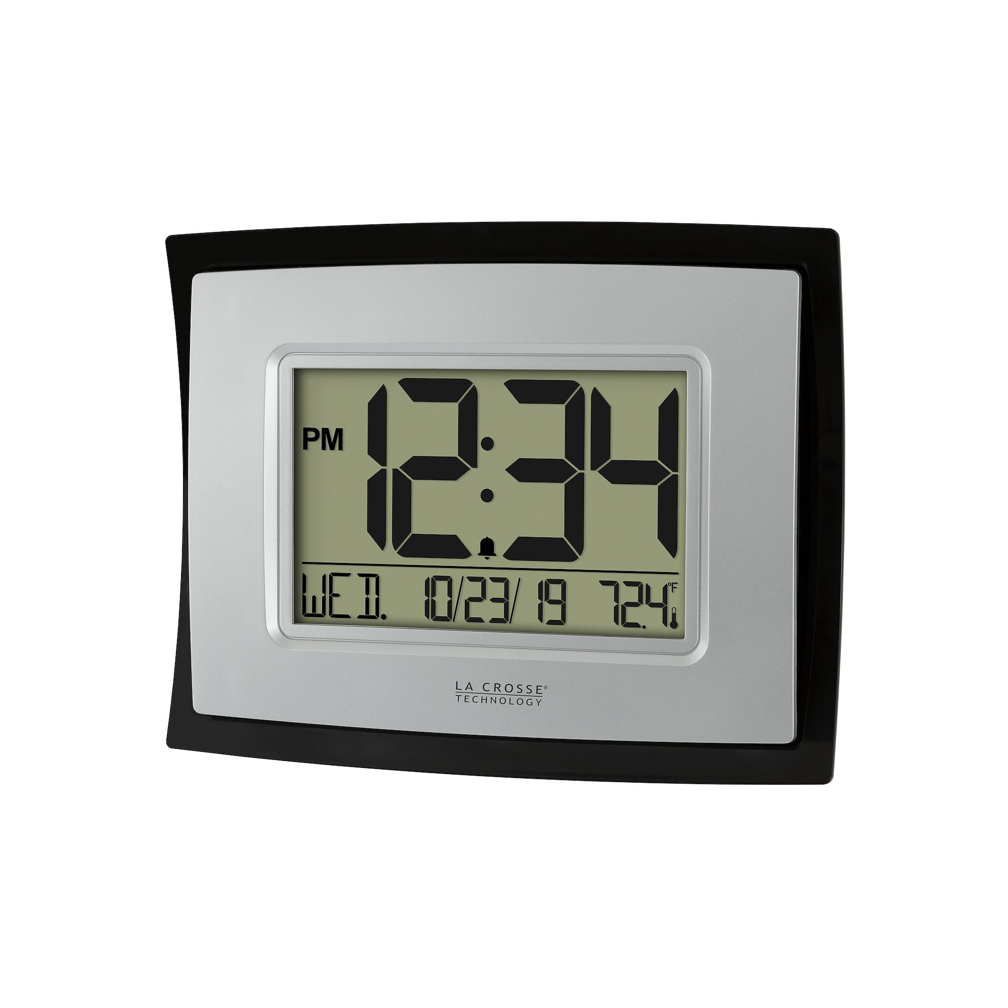 La Crosse Technology Digital Clock with Indoor Temperature, Black Silver