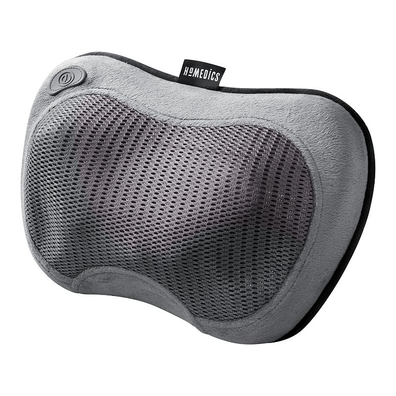 HoMedics Cordless Shiatsu Massage Pillow with Soothing Heat, Grey