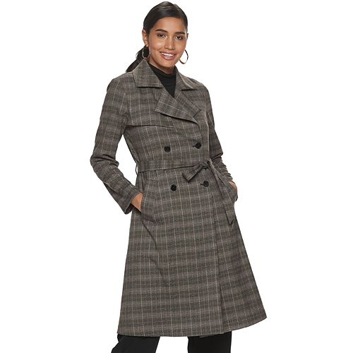 Women's Jennifer Lopez Plaid Trench Coat