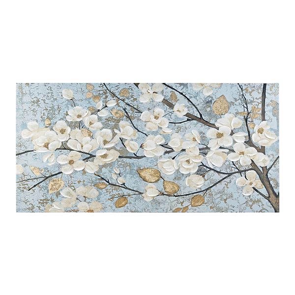 Madison Park Luminous Bloom Gold Foil Hand Embellished Floral Canvas