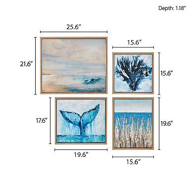 Madison Park Seascape Framed Canvas Wall Decor 4-piece Set