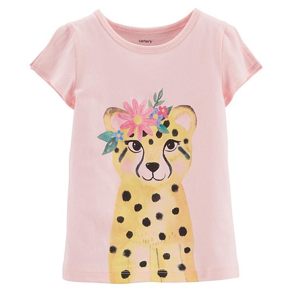 Toddler Girl Carter's Floral Leopard Split Shoulder Jersey Tee