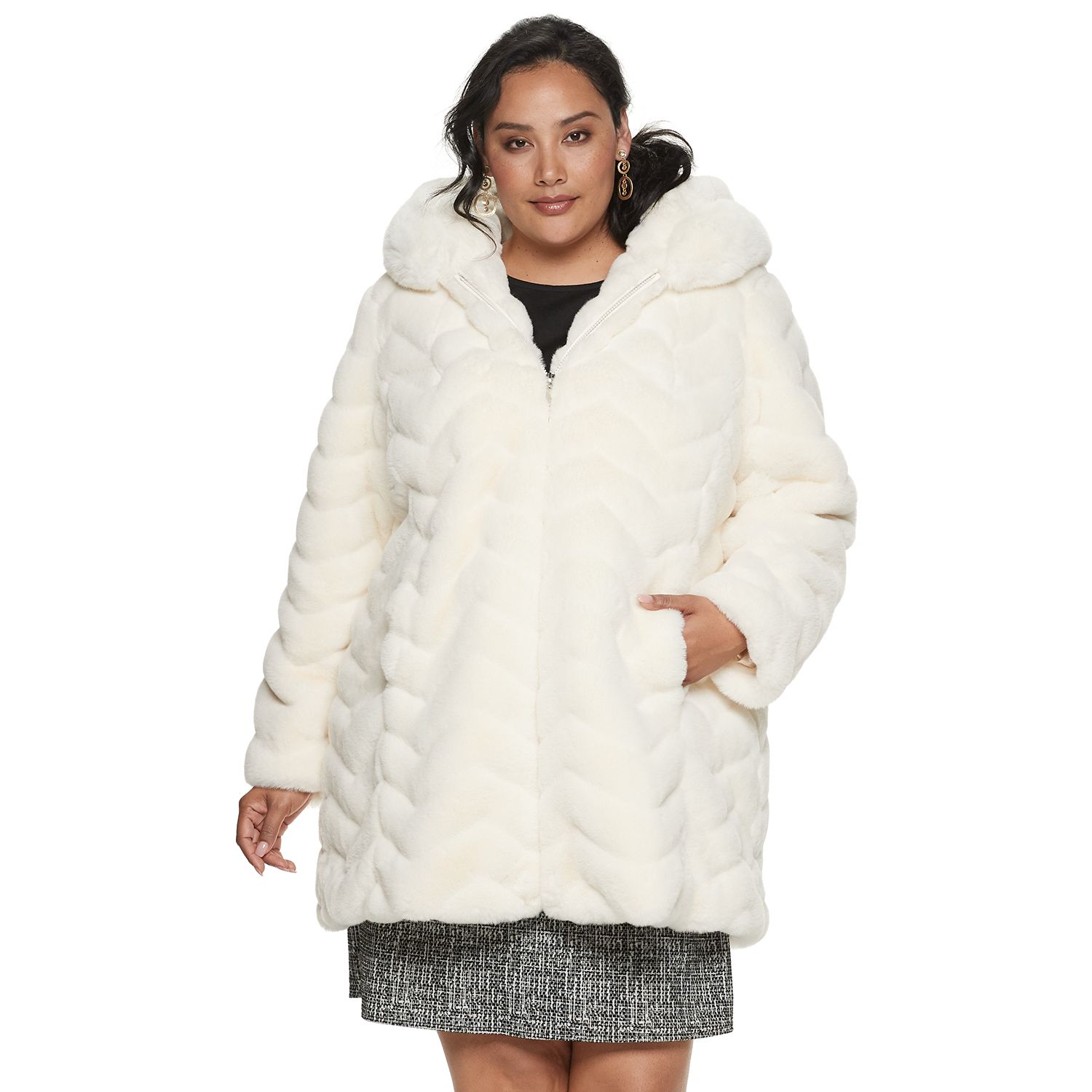 plus size white fur coat