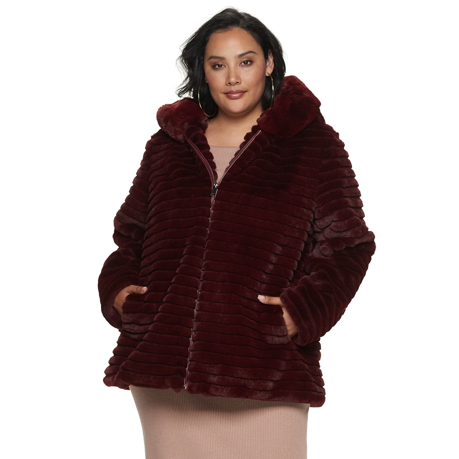 plus size faux fur jacket