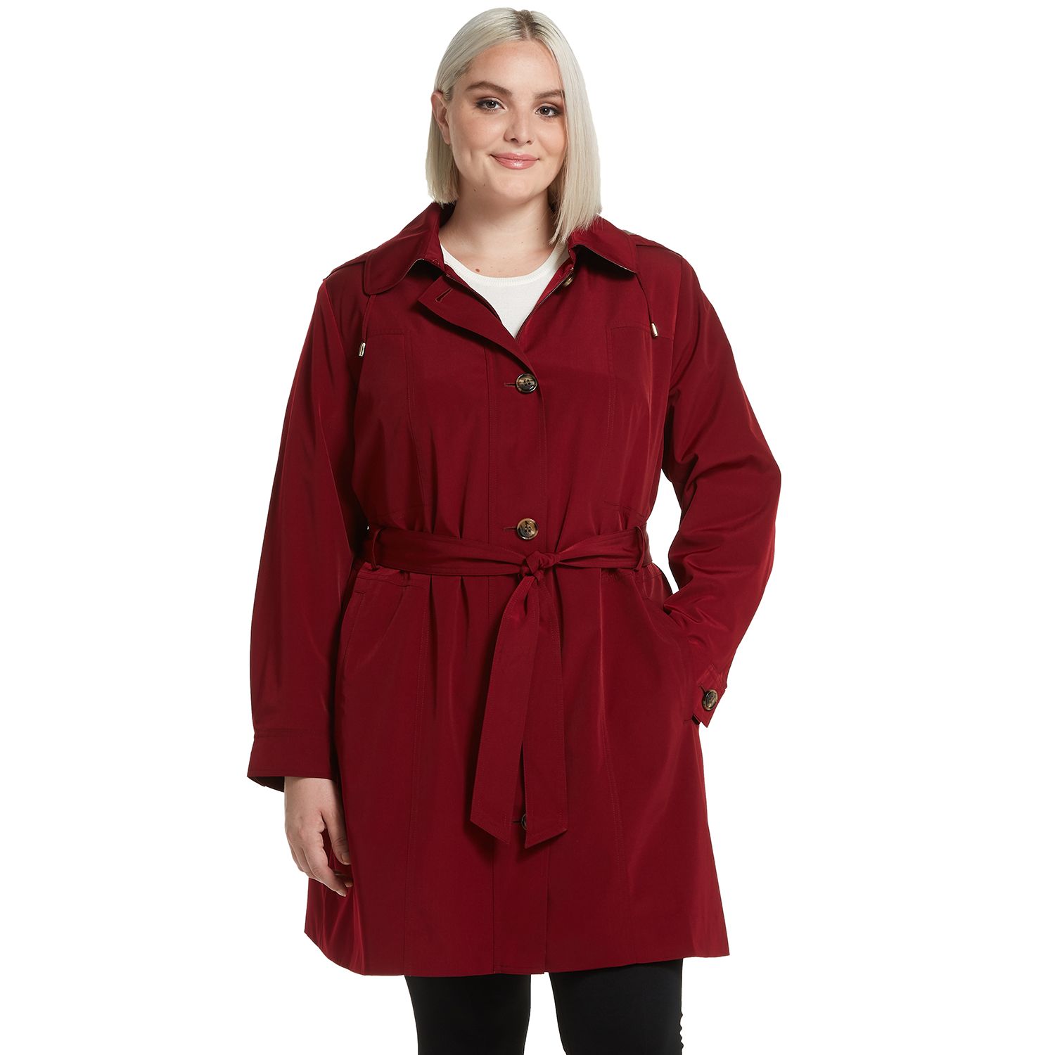 women's plus size red trench coat