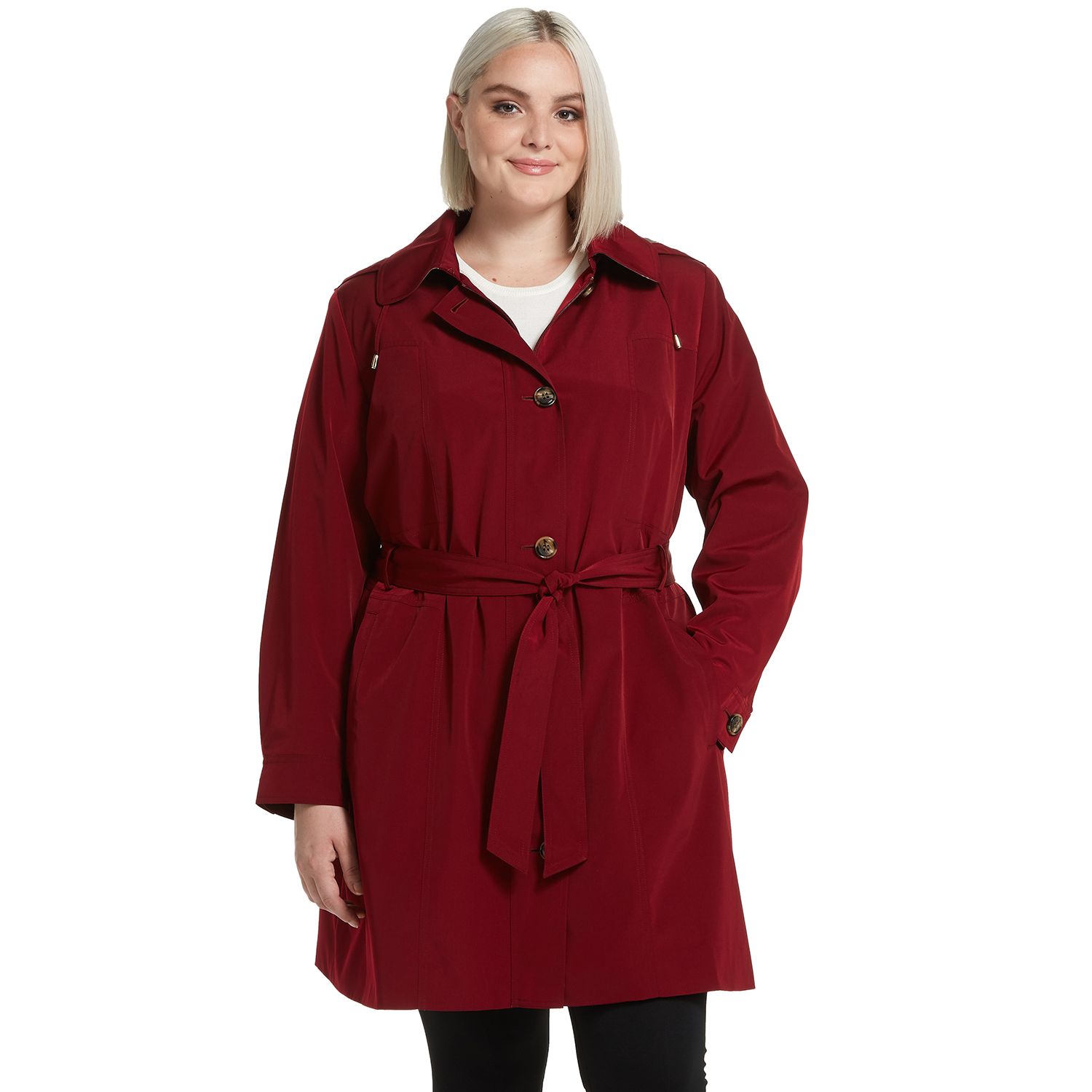 women's plus size trench coat black