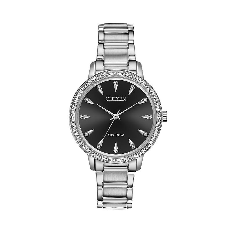 Citizen Eco-Drive Womens Silhouette Crystal Stainless Steel Watch, Size: M
