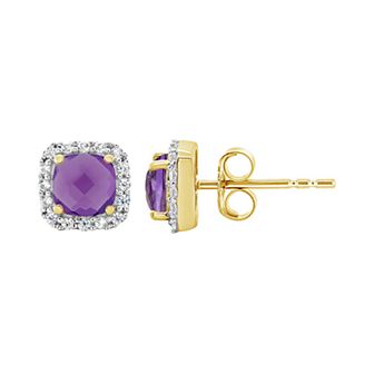Celebration Gems 10K Yellow Gold 5mm Cushion Earrings
