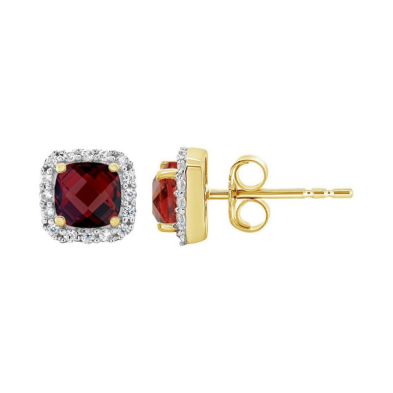 53001594 10K Yellow Gold 5mm Cushion Earrings, Womens, Red sku 53001594