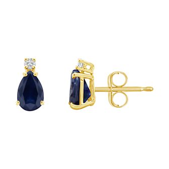 Celebration Gems 14K Gold Pear-Shaped Diamond Accent Gemstone Earrings
