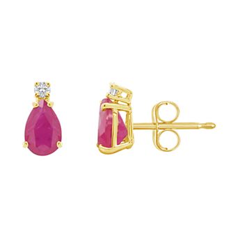 Celebration Gems 14K Gold Pear-Shaped Diamond Accent Gemstone Earrings