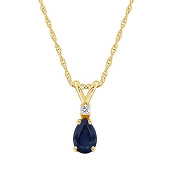 Celebration Gems 14K Yellow Gold Pear-Shaped Gemstone & Diamond-Accent Pendant Necklace