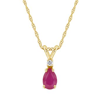 Celebration Gems 14K Yellow Gold Pear-Shaped Gemstone & Diamond-Accent Pendant Necklace