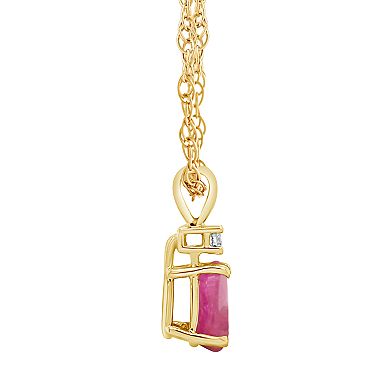 Celebration Gems 14K Yellow Gold Pear-Shaped Gemstone & Diamond-Accent Pendant Necklace