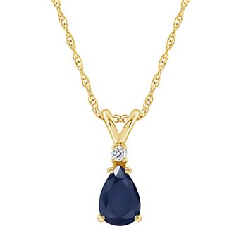 Celebration Gems 14K Yellow Gold Pear-Shaped Gemstone & Diamond-Accent Pendant Necklace