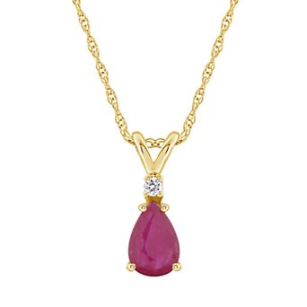 Celebration Gems 14K Yellow Gold Pear-Shaped Gemstone & Diamond-Accent Pendant Necklace