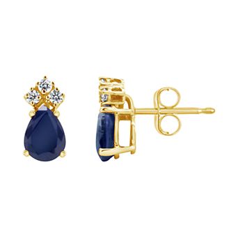 Celebration Gems 14K Yellow Gold 6x4 Pear-Shaped Gemstone & 1/8 Carat T.W. Diamond Earrings