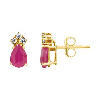 Celebration Gems 14K Yellow Gold 6x4 Pear-Shaped Gemstone & 1/8 Carat T.W. Diamond Earrings