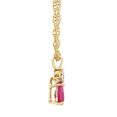 Celebration Gems 14K Yellow Gold 6x4 Pear Shaped Gemstone & Diamond Accent Pendant Necklace