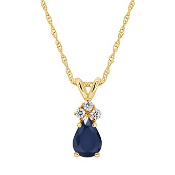 Celebration Gems 14K Yellow Gold 6x4 Pear Shaped Gemstone & Diamond Accent Pendant Necklace
