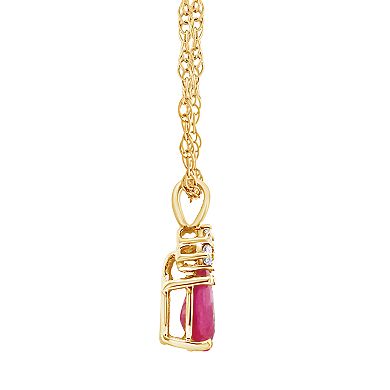 Celebration Gems 14K Yellow Gold 7x5 Pear Shaped Gemstone & Diamond Accent Pendant Necklace