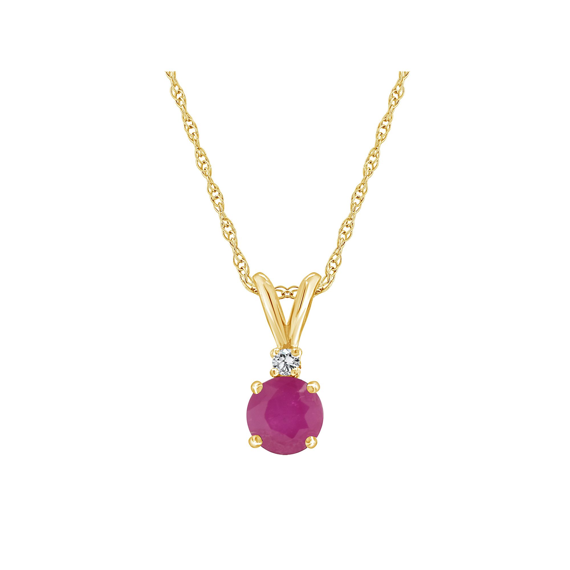 Celebration Gems 14k Gold Ruby & Diamond Accent Pendant Necklace, Womens,