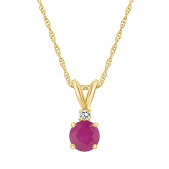 Celebration Gems 14k Gold Ruby & Diamond Accent Pendant Necklace