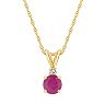 14k Gold Ruby & Diamond Accent Pendant Necklace