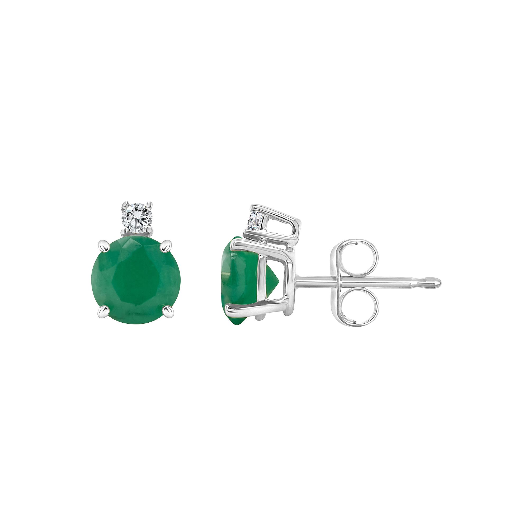 Celebration Gems 14k Gold Emerald & Diamond Accent Stud Earrings, Womens, 