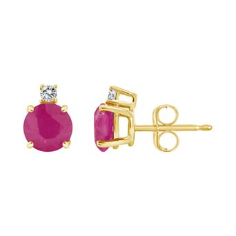 Celebration Gems 14k Gold Ruby & Diamond Accent Earrings